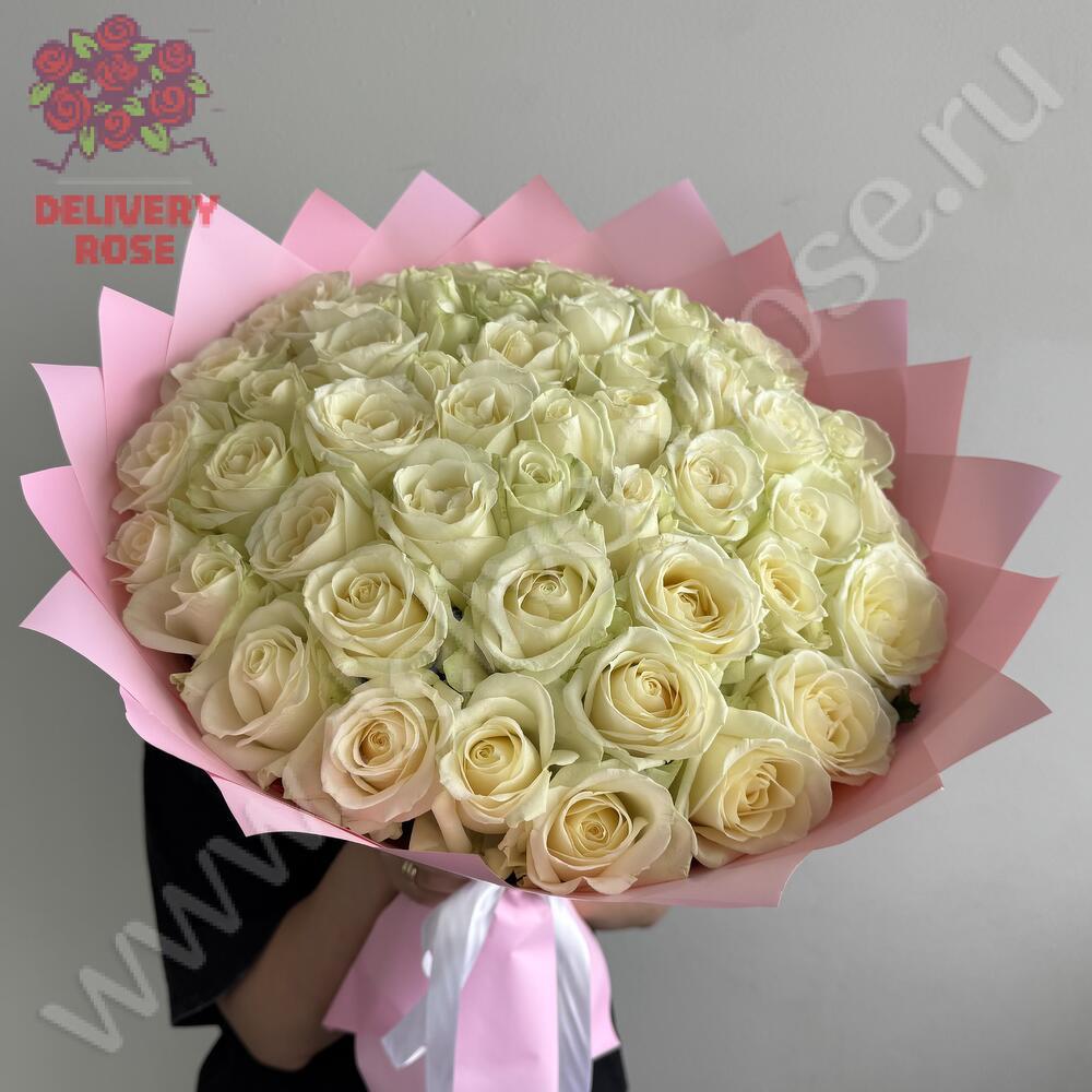 Букет 51 Белая роза 60 см 